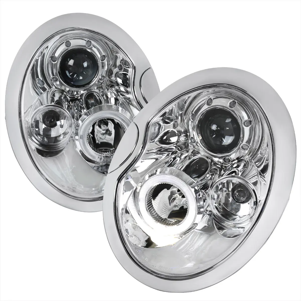 2002-2008 Mini Cooper R50 R53 R52 Single Halo Projector Headlights (Chrome Housing/Clear Lens) 2002-2008 Mini Cooper R50 R53 R52 Single Halo Projector Headlights (Chrome Housing/Clear Lens)