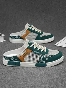 Men's Fashionable Floral Pattern Mesh Breathable Slip on Mules, Casual Comfortable Sneakers for Daily Wear, Trendy All-match Sneakers for Men, Walking Shoes