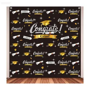 Graduation Backdrop 2026 70x70 – Congrats Grad Fabric Banner for Party & Photo Booth