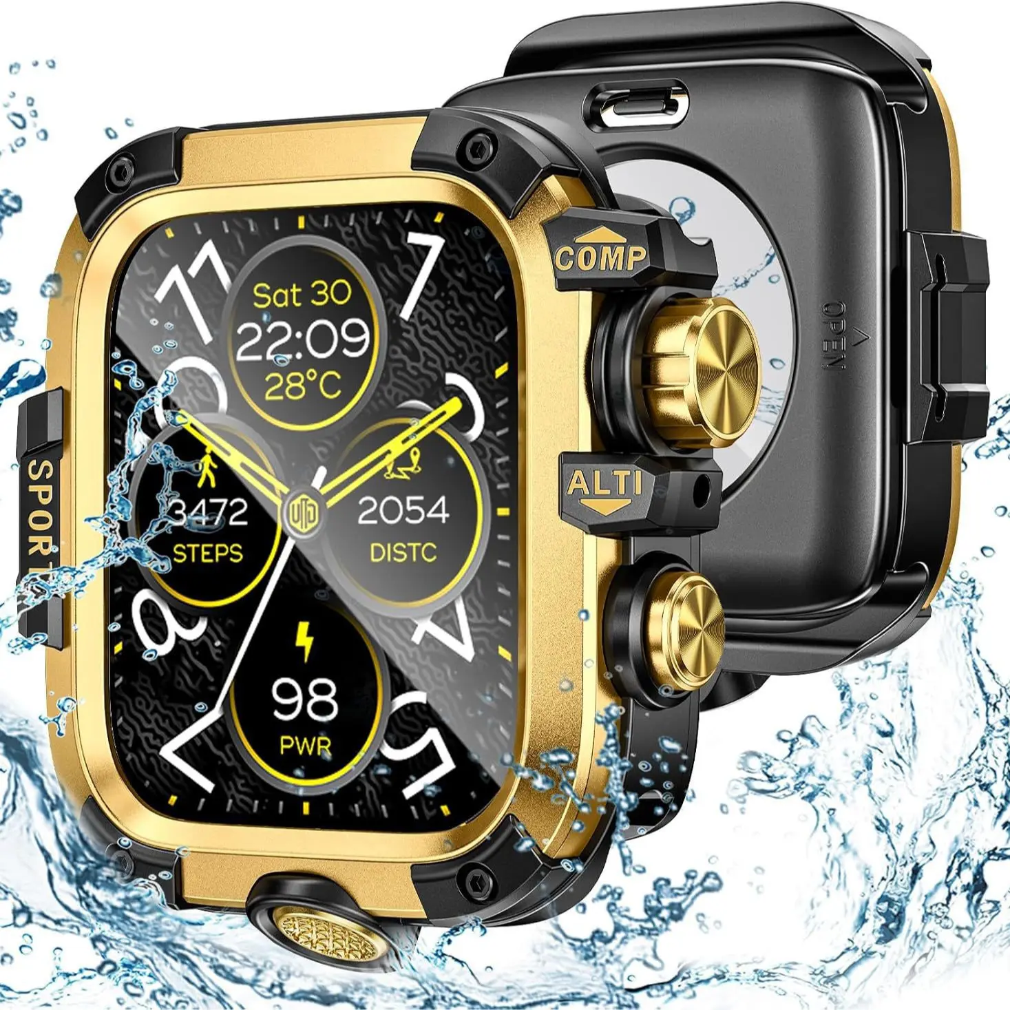 Metal PC Case for Apple Watch Screen Protector 49, ,Wearable Accessory,360° Protective Rugged Tempered Glass Waterproof,Compatible with Series 11/10/9/8/7/6/5/4, Ultra 3/2/1, SE 2/1, Fits 49mm/46mm/45mm/44mm Sizes, Smart Watch Accessories, iwatch case