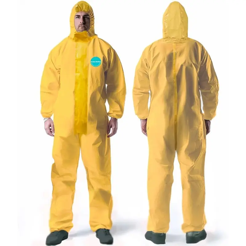 Andes Chemical Protection Coveralls | Hazmat Suits | Sealed Seam Chemical Protection Suits with Hood, Elastic Wrists