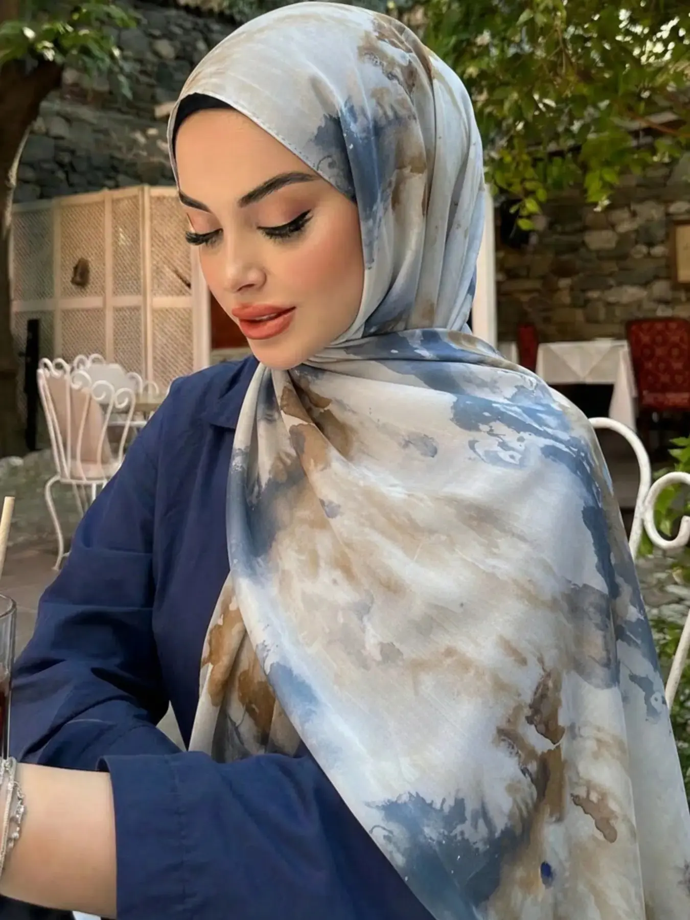 Women's Modal Hijab Scarf, Turban Hijab, Soft Modest Ombre Print Headscarf, Muslim Headscarf Cover, Elegant Daily Wear Accessory, Ramadan Gift for Muslims, Beach Sun Protection Shawl Wrap