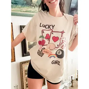 Lucky Girl Collage Graphic Top