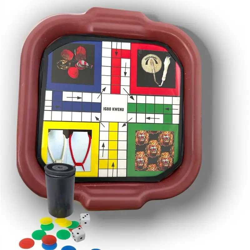 IGBO Custom-Made Classic Board Dice Game, Traditional Race Game with 4 Pieces Per Player & Dice Set for Family Night Fun, Board Games For Family Night