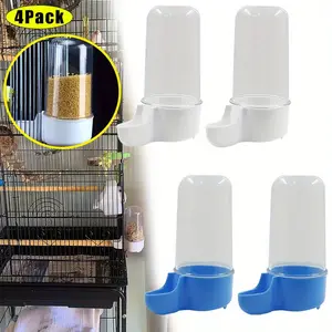 4Pack Automatic Bird Water Dispenser Parrot Water Feeder Bird Seed Food Container Parakeet Waterer Cockatiel Cage Accessories Automatic Feeding for Finch Lovebird Canary Small Birds (Blue, White,200 ml) - Tools & Hardware.