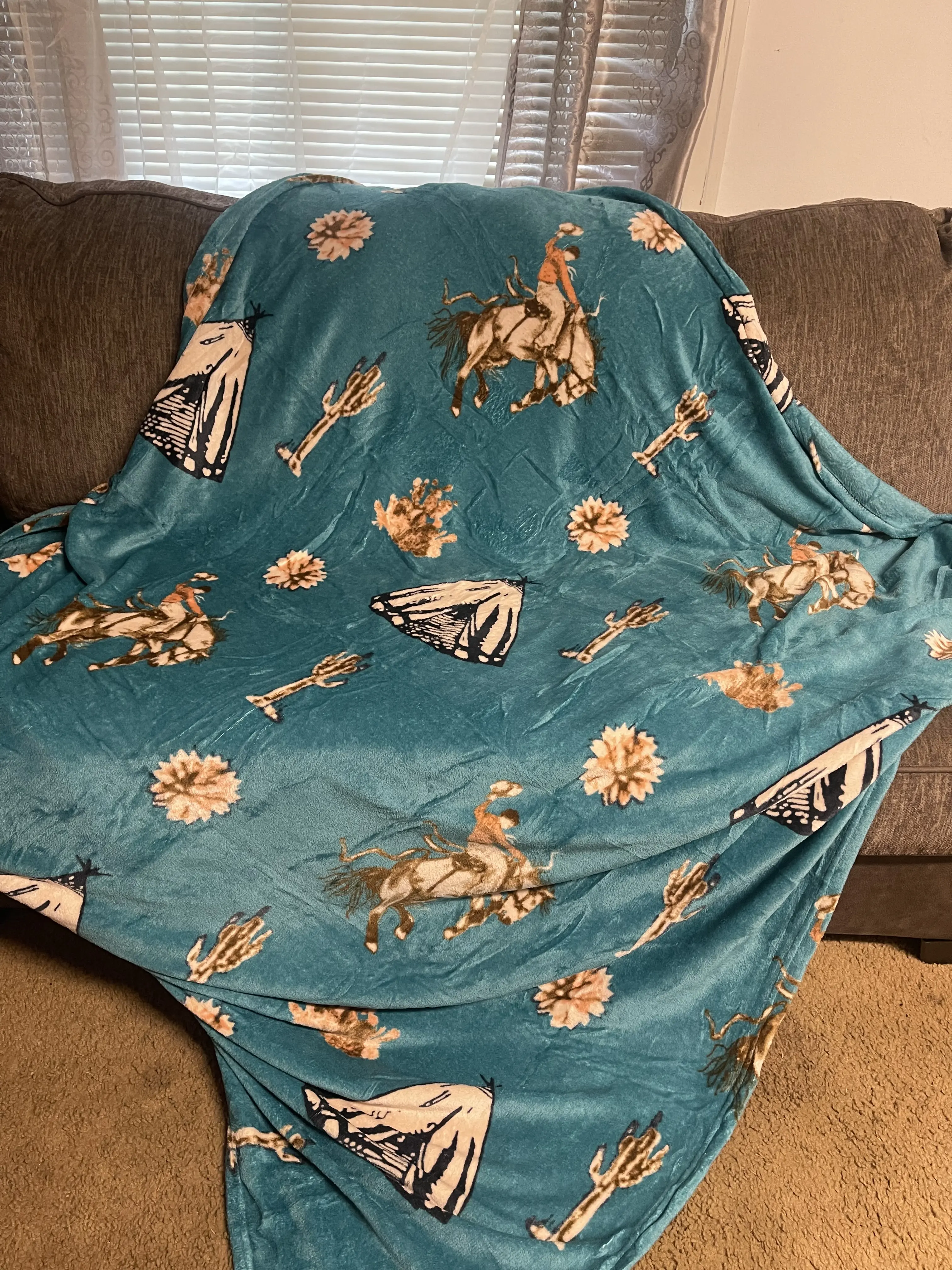 Queen Western 70"x 78" Oversized Throw Single Layer Super Soft Flannel Fleece Plush Blanket Throw Style