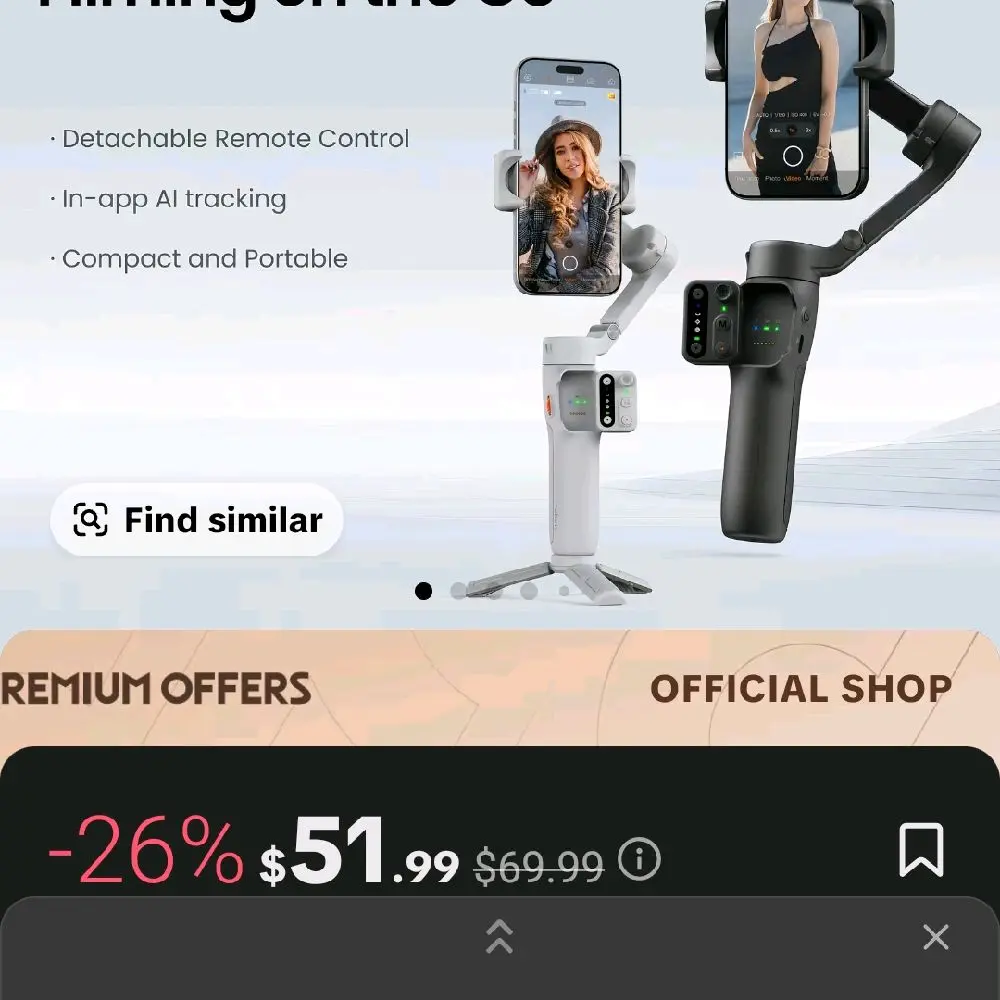 Hohem iSteady X3 Gimbal Stabilizer for Smartphones, 3-Axis Handheld