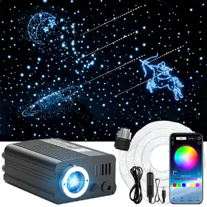RGBW Fiber Optic Starlight Car Headliner Kit - 0.03in x 9.8ft 750 Strands, 200 White Shooting Stars, Bluetooth APP Remote Control, Led Car Ambient Light