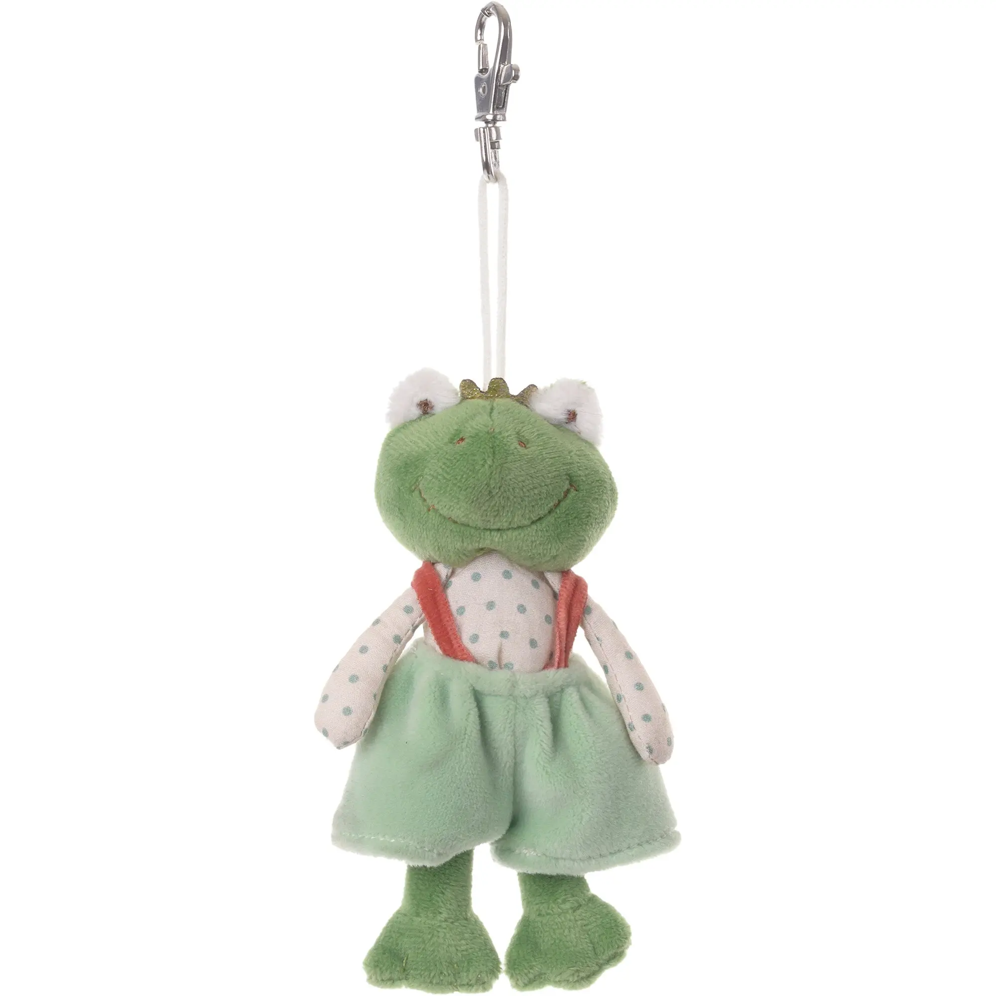 Bukowski Bears Prince Charm Frog Plush Keychain, Adorable Keychain with Regal Crown, Green Pants for Bags, Adorable Keychains