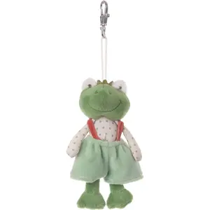 Bukowski Bears Prince Charm Frog Plush Keychain with Crown and Green Pants for Bags