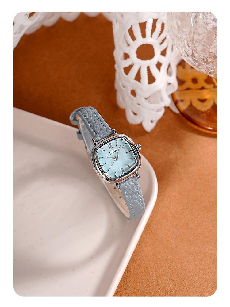 GEDI Vintage Oval Leather Watch for Women - Small Dainty Quartz Wristwatch, Minimalist Ancora Red Aesthetic Watch GEDI Vintage Oval Leather Watch for Women - Small Dainty Quartz Wristwatch, Minimalist Ancora Red Aesthetic Watch