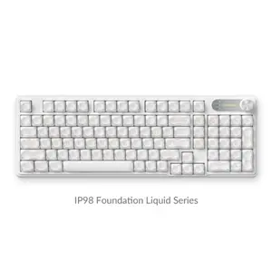 2026 New Upgraded IP98 Foudation Keyboard, 98 keys Wired with Knob Transparent Keycaps Keyboard Cute Classic  with Number Pad, Media Knob Custom Mechanical Feel Keyboard, RGB Backlit Work/Office/Gaming Silent Keyboard, Budget Gift