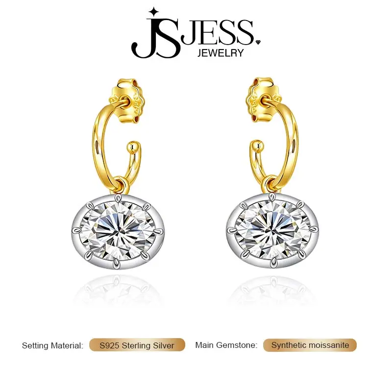 Viral Luxury Hailey Style 4CT Total Oval Moissanite 2ct each D Color VVS1 Dangle Earrings Trending Solid S925 Sterling Silver Fine Jewelry Gift For Women