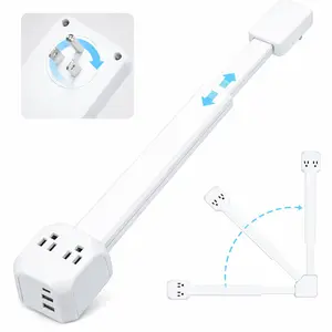 Electrical Outlet Extender Stick, 360° Rotating Wall Outlet - Features 2 USB-A, 1 USB-C, and 2 AC Outlets, Extends 17"-26", Access Hard-to-Reach Outlets, Use Behind Sofa, Nightstands, Desks, and More