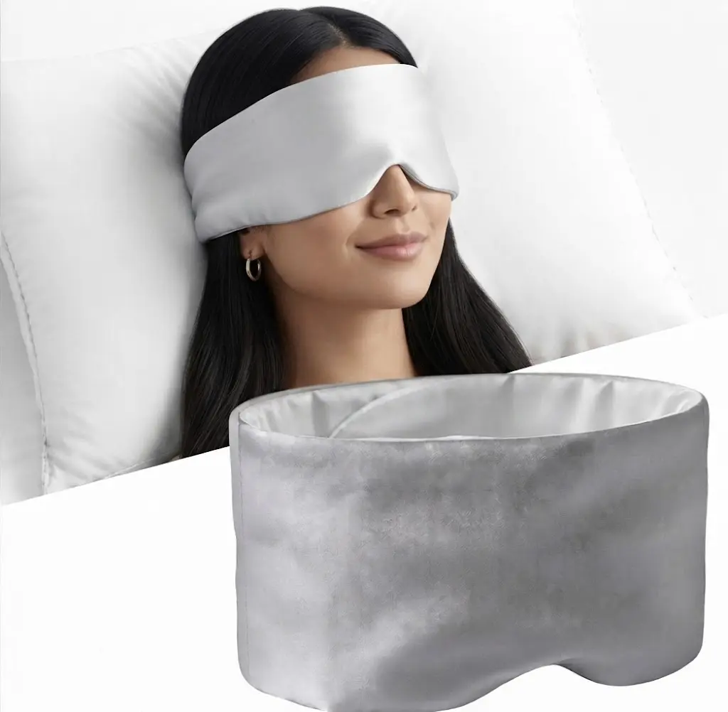 Weighted Sleep Mask – Blackout, Dual-Sided Silk & Cotton Comfort, Adjustable Fit for Side Sleepers, Travel & Nap Essential