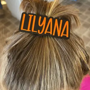 Acrylic Personalized Clip - Custom Name LILYANA Orange and Black Design for Personalization