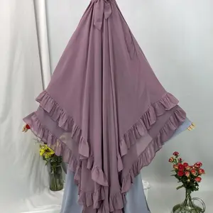 Chiffon Khimar Women's Solid Color, Modest Fashion Lightweight Breathable Comfortable Versatile Hijab for Daily Wear, Women's Islamic Clothing for All Seasons