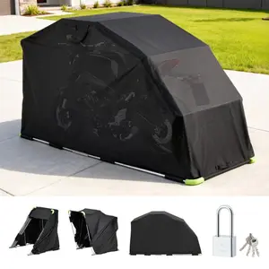VEVOR Motorcycle Storage Shelter with Security Lock, 600D Oxford Flip-Up Garage Tent, Heavy-Duty All-Weather Motorcycle Cover with Ventilation Windows, 136x54x75 in Outdoor Vehicle Shelter, BlackVEVOR Super Brand Day
