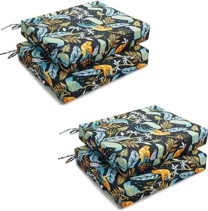 Outdoor Chair Cushions Set of 4 - Square Corner Waterproof Outdoor Cushions for Patio Furniture - Patio Furniture Cushions with Ties, 18.5"x16"x3", Philomel