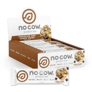 No Cow Protein Bars, Chocolate Chip Cookie Dough, 12 Pack, Plant-Based, Vegan, Gluten Free, Non GMO, Keto Friendly