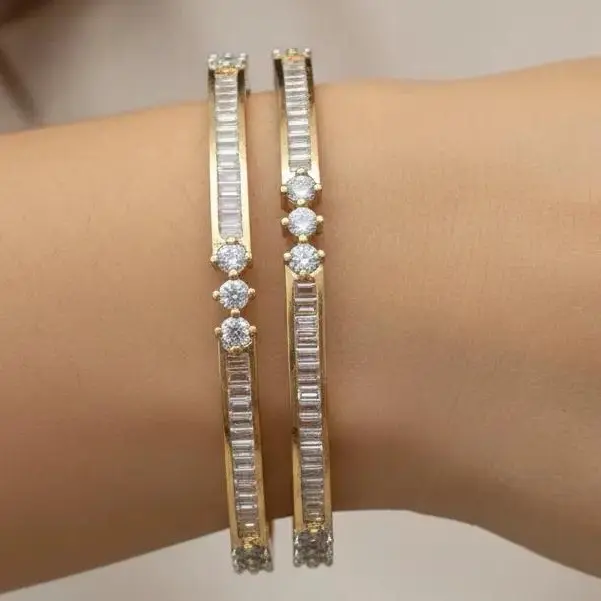 Women's Sleek Ad Stone Bangles, Elegant Stackable Costume Jewelry Gem Decorations with Bling Aesthetic, Trendy Indian Accessory for Mother's Day TikTok Shop