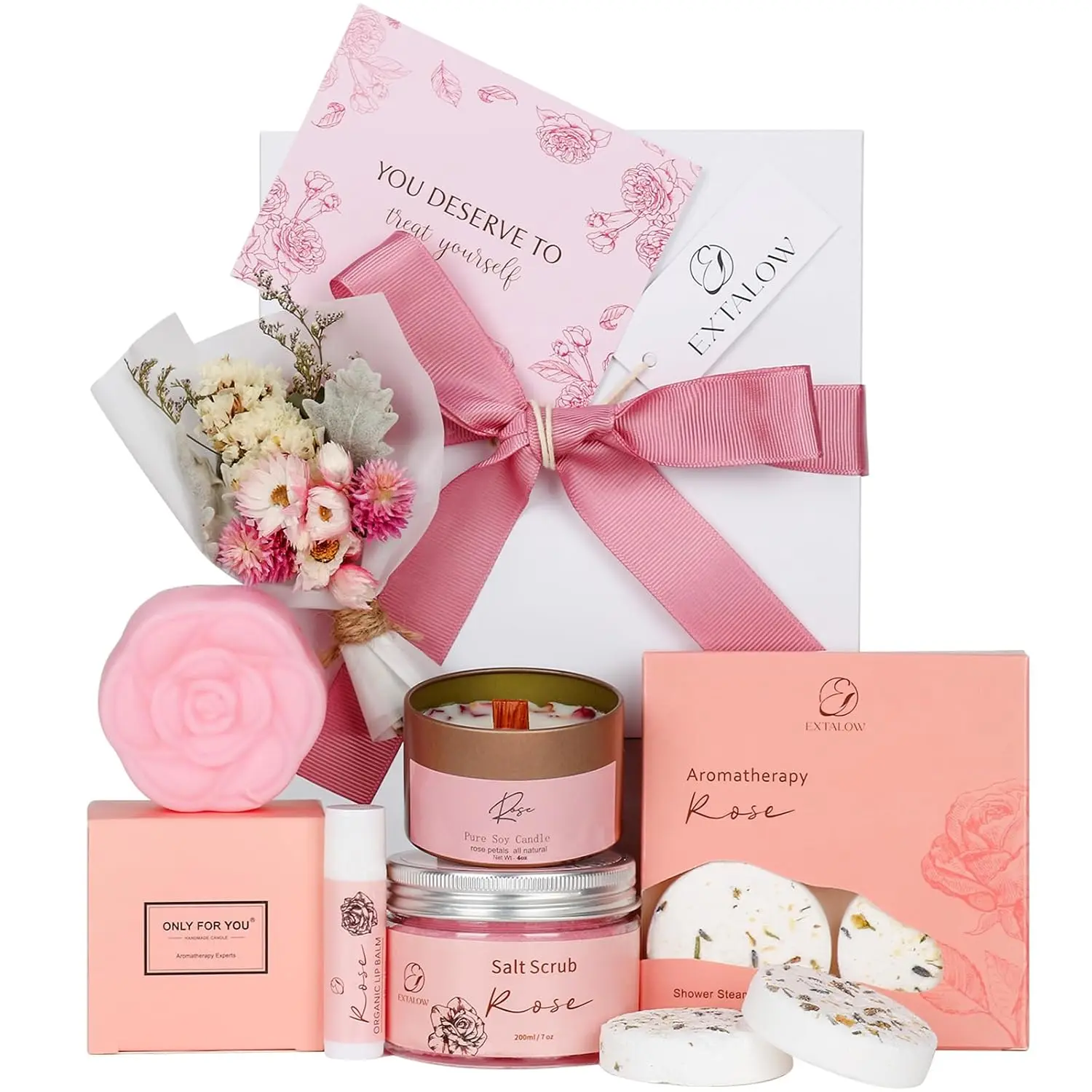 Spa Gifts for Women Bath and Body Gift Baskets Mothers Day Gift Rose Home Spa Set Self Care Gifts for Mom Sister Her Wife Birthday Gifts for Women Spa Kit Care Package Thank You Gift