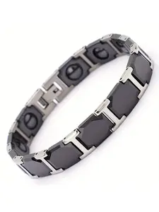 New Ceramic Stainless Steel Magnetic Ore Men's Bracelet, Stylish Fashion Accessory, Durable and Trendy Jewelry for Men