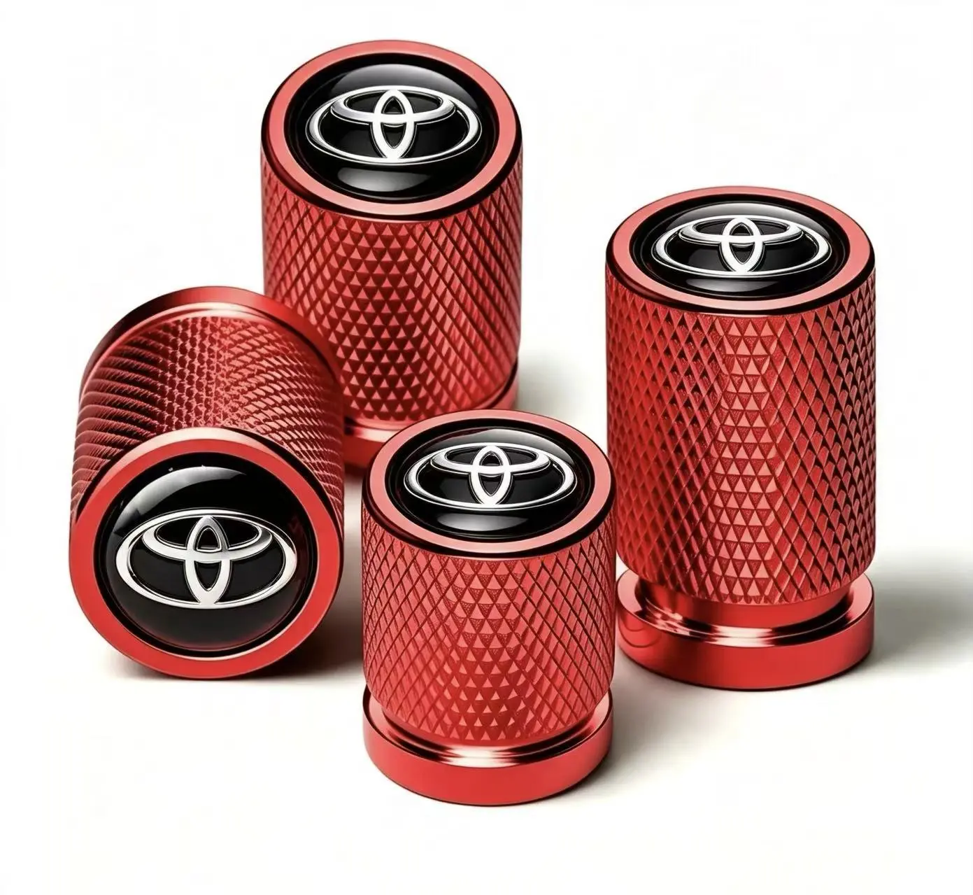 Toyota 4-Pcs Aluminum Alloy Valve Stem Caps, TPMS-Safe, Leak-Proof, Dust-Proof, Tool-Free Rubber Seal Auto Tire Accessories for Toyota Corolla, Camry