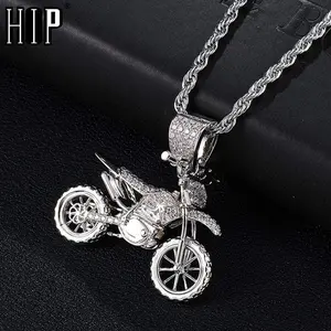 CZ Cubic Zircon  Motorcycle Pendants & Necklaces For Men