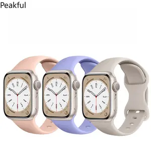 Applicable Apple Strap 8-character Butterfly Buckle Applewatch Solid Color Silicone S10 Sports iwatch Watch Strap