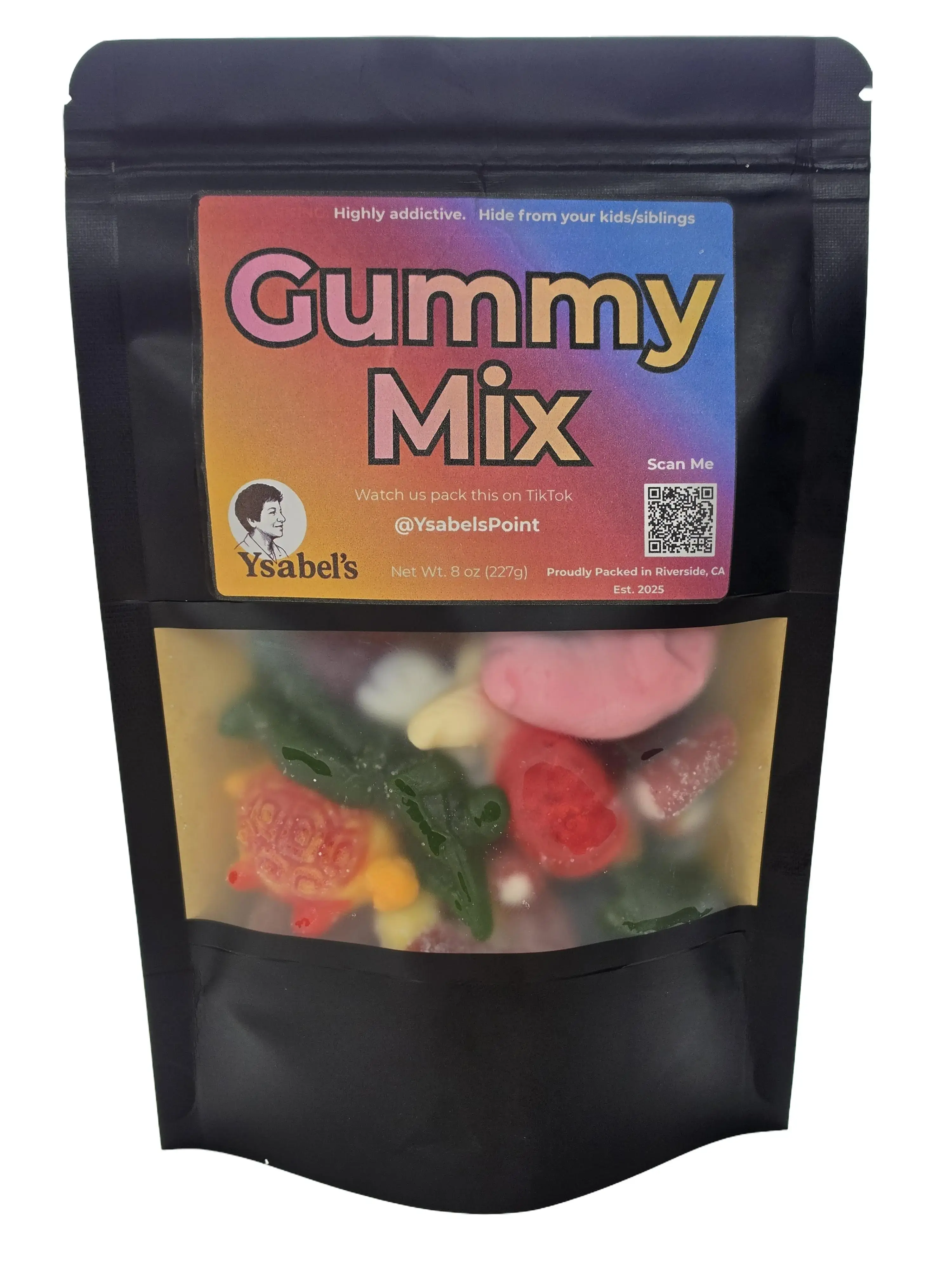 Custom Size Half lb Gummy Fruit Candies Mix Bags - Sour, Non-Sour Rainbow, Watermelon, Peach Flavors, Pick and Mix Snacks, Candy Salad, Late Night Sweet Treat, Gummy Snacks