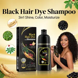 500MLL 3 in 1 Hair Dye Shampoo - Can cover gray hairs,Herbal Ingredients,Contains Ginseng Extract,Natural Haircoloring, black hairdye Haircare