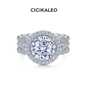 CICIKALEO 1.5/3 CT Moissanite Ring Enhancer Set for Women 81-Facet Cut Lab-Created 18K White Gold Plated Wedding Engagement Gift for Her #Summervibes