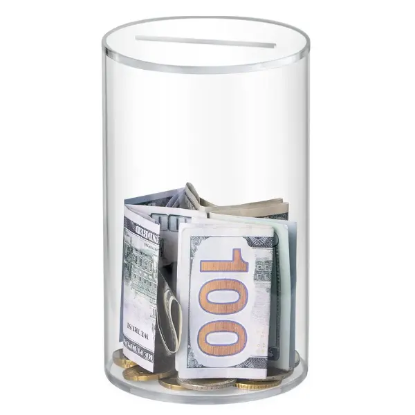 Clear Piggy Bank, Must Break to Open, Acrylic Money Bank, 6"x3.54" | Unopenable Coin Bank for Adults & Kids, Clear Acrylic Money Saving Bank, Perfect for Birthdays, Holidays, and Gift Giving