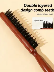 Three-Row Boar Bristle Tail Comb, Artificial Hair & Synthetic Brush, Scalp Massage Tool, Styling Accessory for Regular Hair, Multi Purpose Brush, Hair Styling Tools