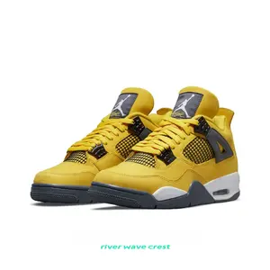 Vibrant Yellow Nubuck Mid-Top Retro Basketball Shoes