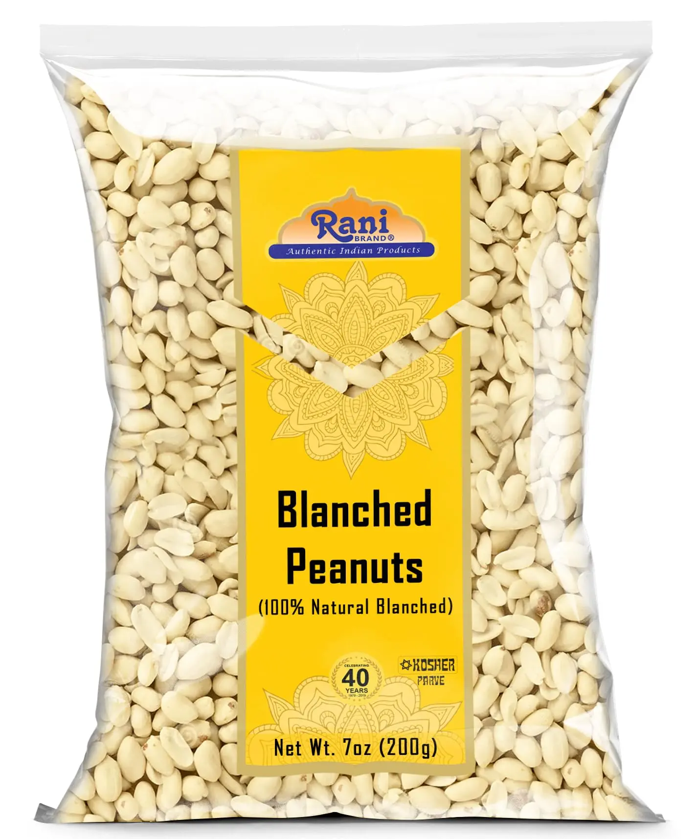 Rani Peanuts Skinless (Blanched, Uncooked) 7oz (200g) ~ All Natural | Vegan | Gluten Friendly | Kosher | Fresh Product of USA ~ Spanish Grade Groundnuts