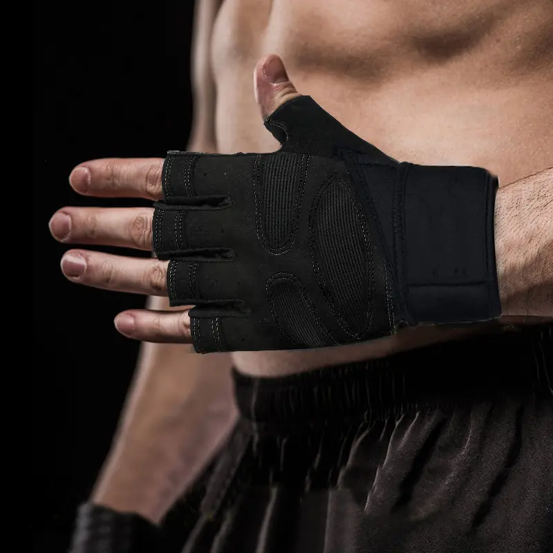 Unisex Fingerless Gym Gloves with Wrist Support - Breathable, Non-Slip Fitness Workout Equipment for Weightlifting, Cycling, Sporty Protective Gear