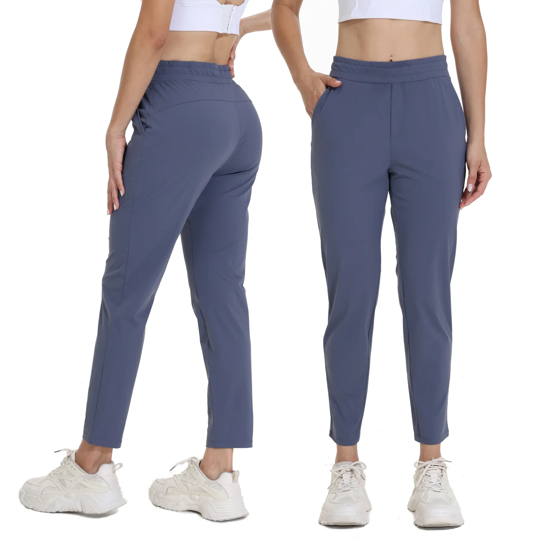 Women Drawstring High Waist Golf Ankle Pants, Lightweight Quick Dry Stretch Athletic Tapered Pants with Pockets, Casual Sports Travel Workout Pants for Spring Summer