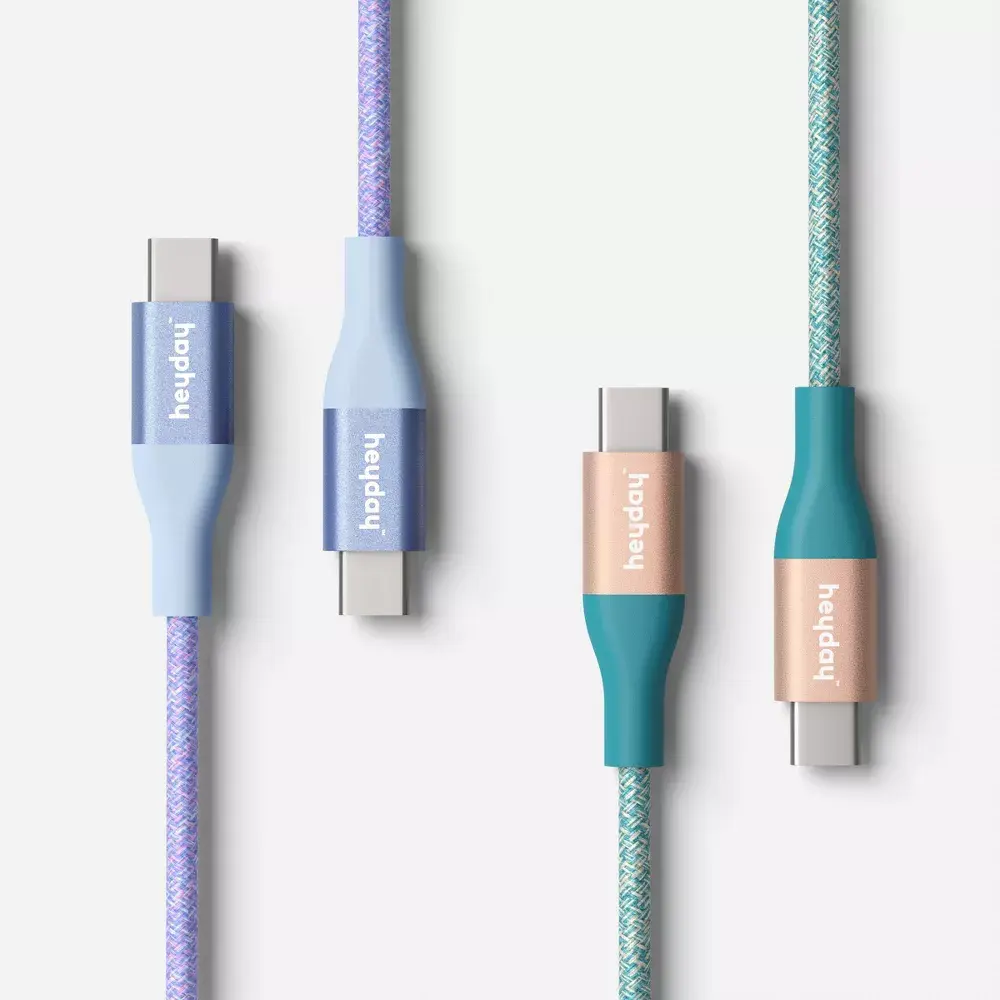 10ft USB-C to USB-C Braided Cable 2pk - heyday Deep Sage Peri-Blue