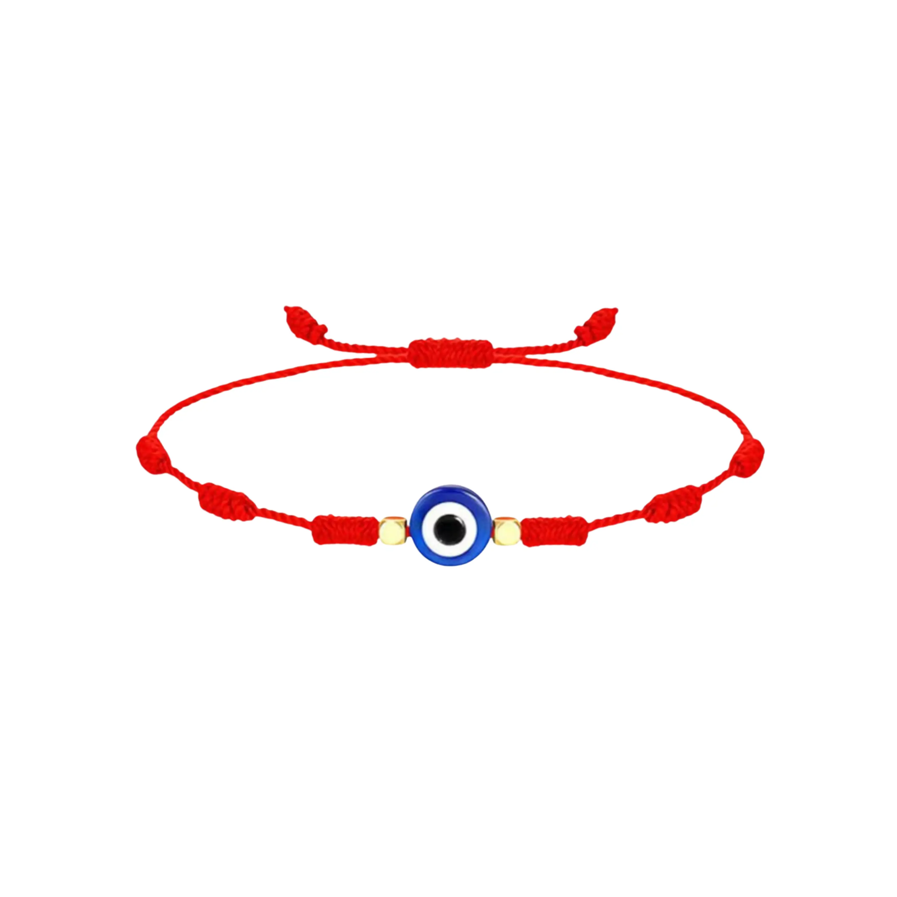 Turkish Blue Evil Eye 7 Knot Red Adjustable String Bracelet