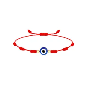 Turkish Blue Evil Eye 7 Knot Red Adjustable String Bracelet