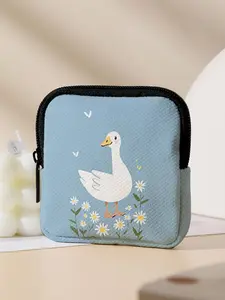 Duck Pattern Printed Coin Wallet, Multifunctional Storage Bag, Durable Polyester, Digital Printing, Key Card Holder, Ideal Gift