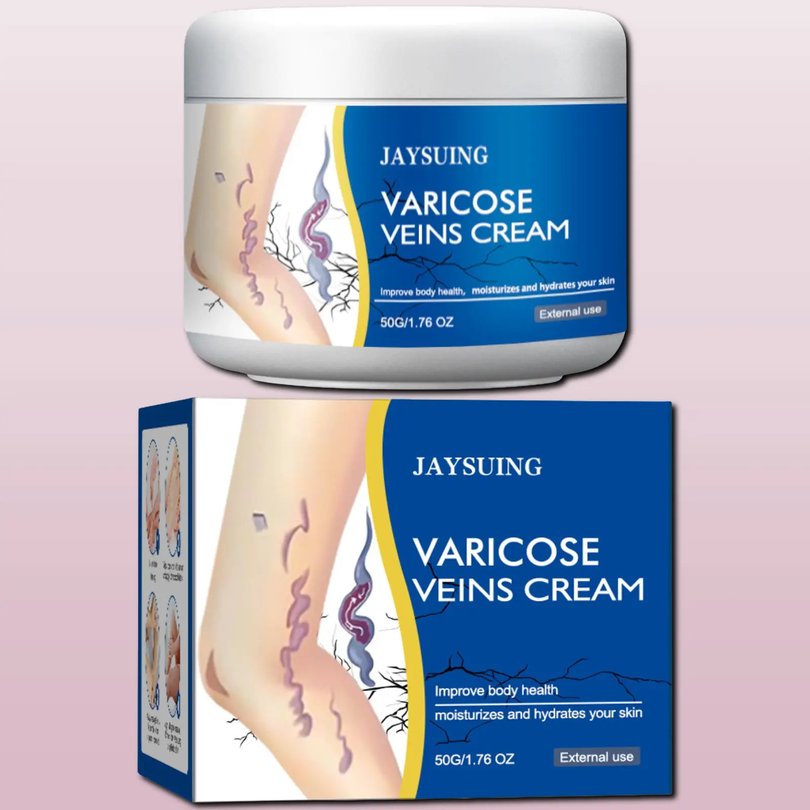 JAYSUING Varicose Veins Cream, 50g Body Moisturizer for Leg Circulation Enhancement, Soothing Pain Relief, Hydrating Support (Ideal for Post-Exercise Care)