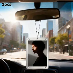 2PCS Car Hanging Photo Holder Universal,DIY Customizable Car Decor,Memory Display Accessories- Couples, Family, Pet,Car Rearview Mirror Decorations,Men & Women Gift for Vehicles