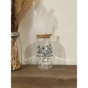 Just one more chapter 16oz glass tumbler