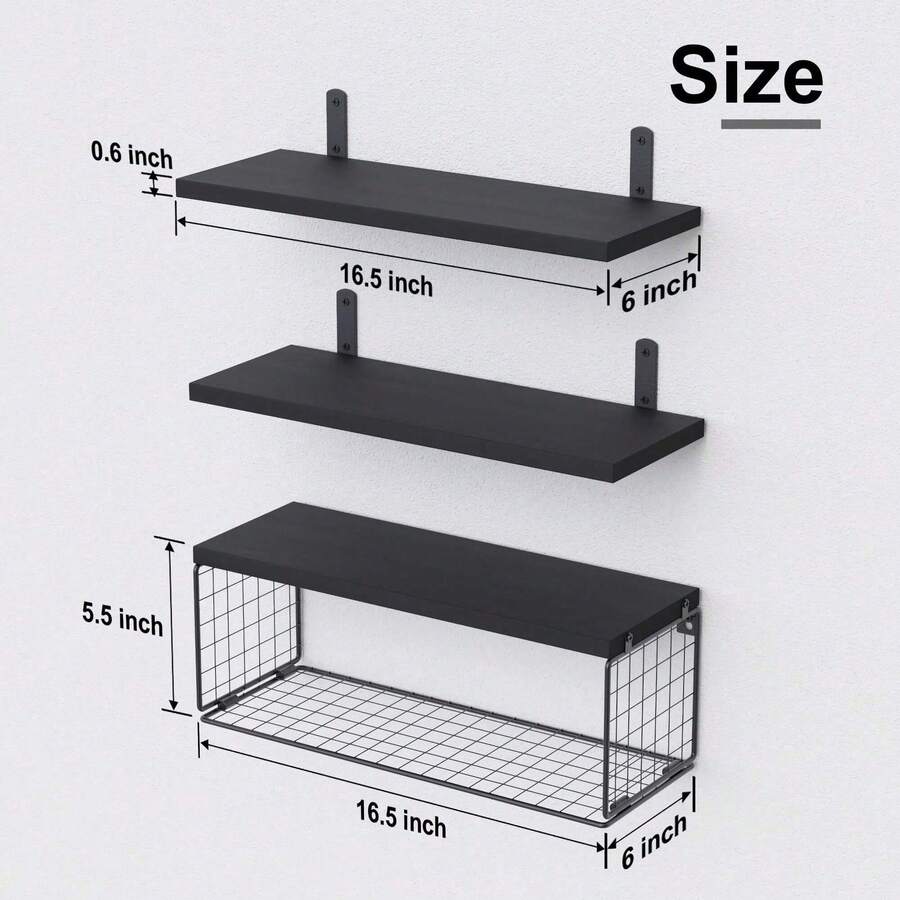 Bathroom Floating Shelves For Wall Mounted Shelf Over Toilet Farmhouse Home Decor Display Shelving Small 16 Inch.