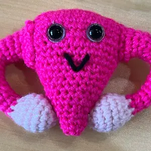 Crochet Pink Uterus Buddy w/ Keychain Clip