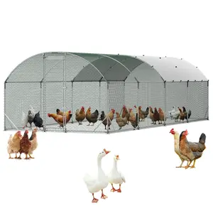 VEVOR Large Metal Chicken Coop, 9 x 25 x 6.6 ft, Walk-in Chicken Run House with Waterproof Cover & Sturdy Frame, Dome Roof Poultry Cage Duck Pen for Rabbit Hen Goose Duck Outdoor Backyard Farm Use