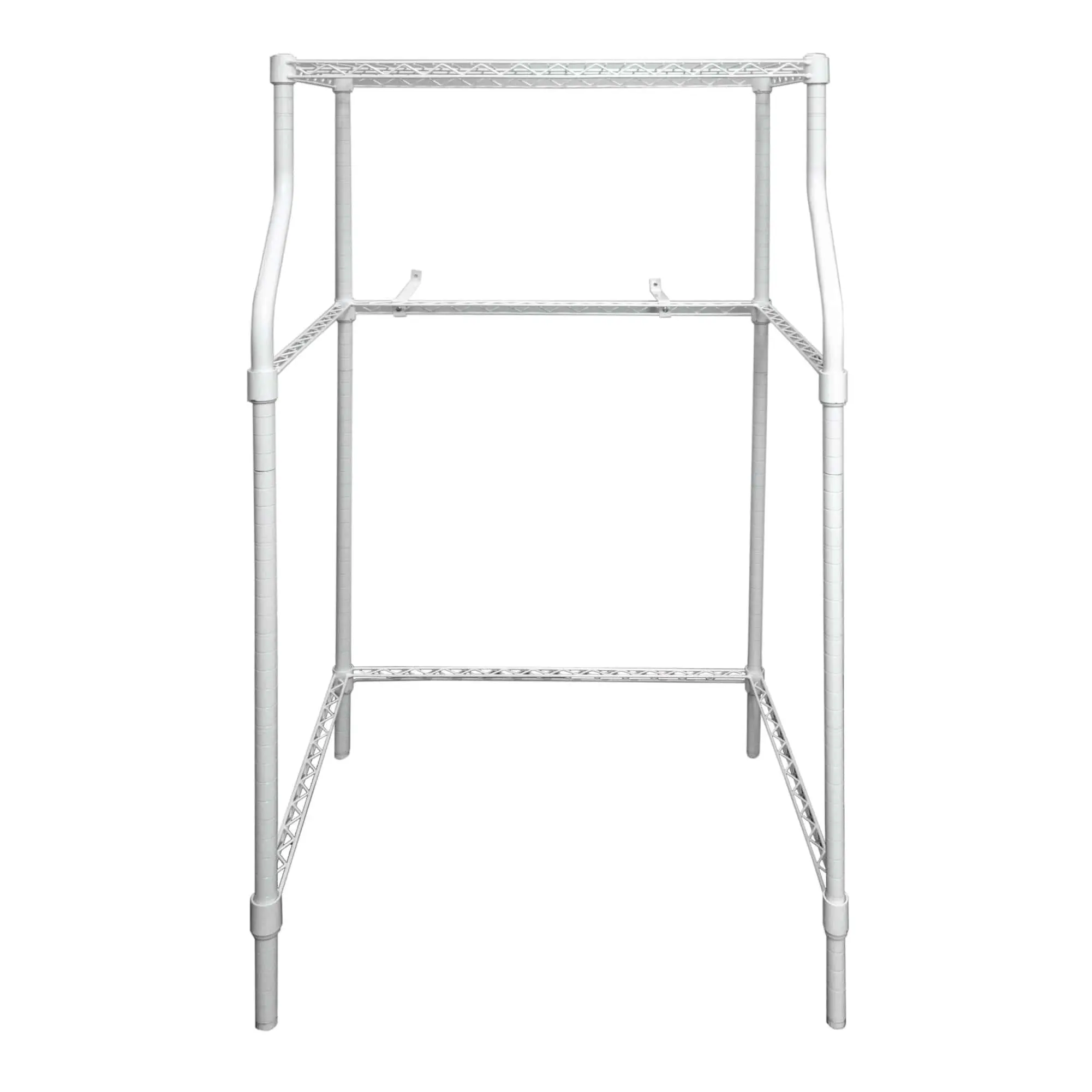 Magic Chef Compact Adjustable Powder Coat Metal Laundry Drying Rack Stand White Room Shelf with Anti-Tip Bracket and Sturdy Construction